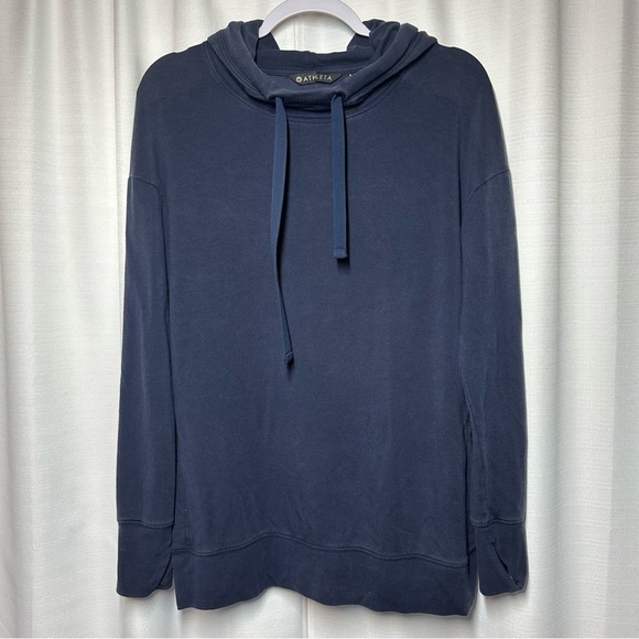 Athleta Sayulita Hoodie Sweatshirt Navy Small Casual Soft Thumbholes Outdoor - Picture 2 of 10